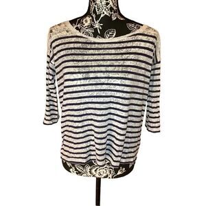 Striped Casual T Shirt School Preppy Lace Everyday Semi Sheer Lounge